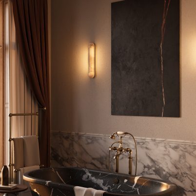 CTO Lighting Hepworth - DALI-A Wall Light satin brass with honed alabaster