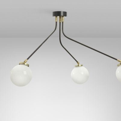 CTO Lighting Array Pendant - Mini Ceiling Light bronze with satin brass details and shiny opal glass