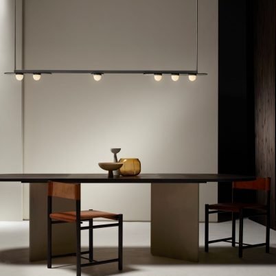 CTO Lighting Modulo - Horizontal - DALI-A Chandelier bronze with smoked kiln glass and matt glass