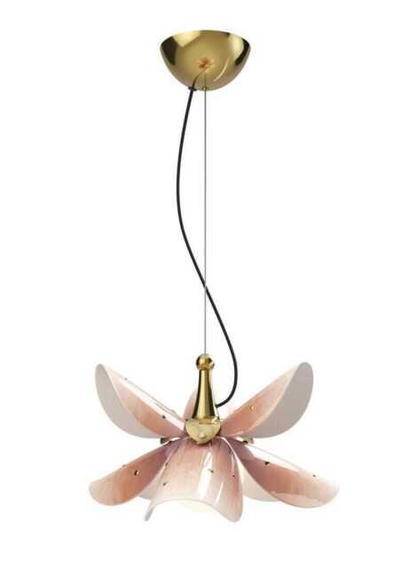 Lladro Blossom Hanging Lamp. Pink and Golden Luster. (CE/UK/CCC)