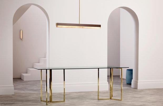 CTO Lighting Artes 600 - DALI-A Pendant Light satin brass with satin brass details and honed alabaster