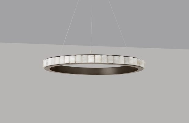 CTO Lighting Avalon Large - Ceiling Rose - DALI-A Chandelier bronze with honed alabaster