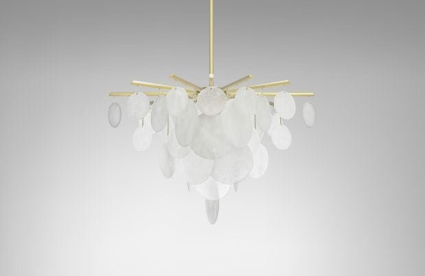 CTO Lighting Nimbus - Medium - DALI-A Chandelier satin brass with fritted glass