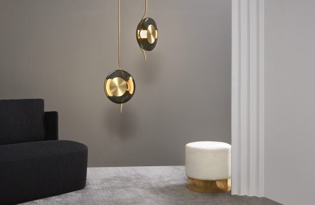 CTO Lighting Pendulum - DALI-A Pendant Light bronze with smoked glass