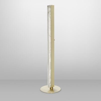 CTO Lighting Artes 1200 Floor Lamp satin brass with satin brass details and honed alabaster - UK plug