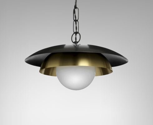 CTO Lighting Carapace - Chain - DALI-A Pendant Light bronze with shiny opal glass