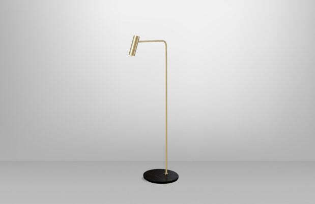 CTO Lighting Heron Floor Lamp satin brass/black marquina - UK plug