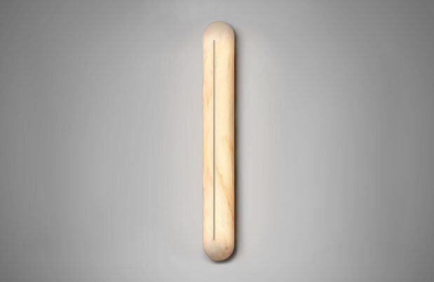 CTO Lighting Hepworth Tall - IP44 Wall Light polished nickel with honed alabaster