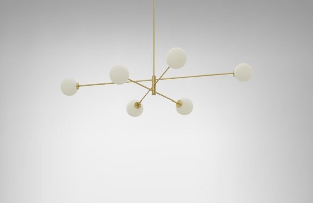 CTO Lighting Trevi Large - DALI-A Pendant Light satin brass with matt opal glass