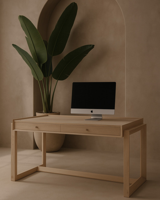 Offset Solid Oak Desk - Natural - image 1