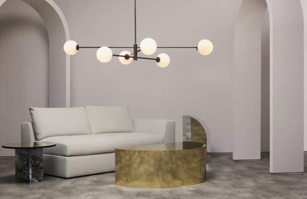 CTO Lighting Trevi Large Pendant Light bronze with matt opal glass
