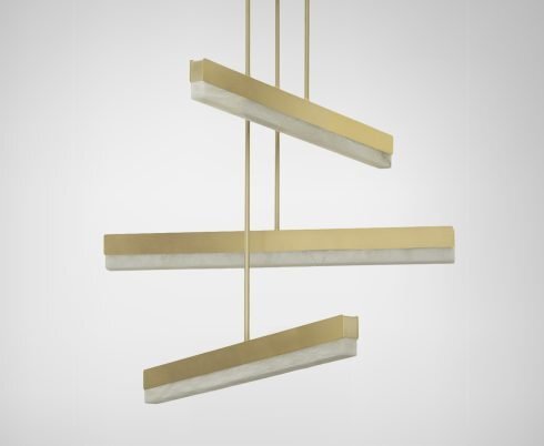 CTO Lighting Artes Collective 600, 900, 1200 - DALI-A Pendant Light satin brass with satin brass details and honed alabaster