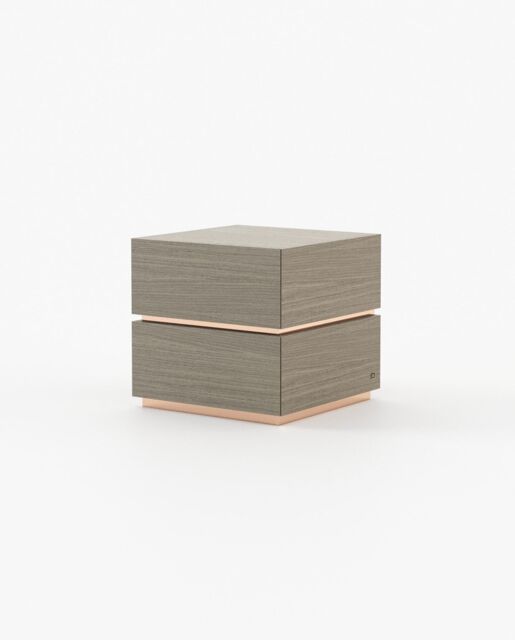 Laskasas DAKOTA Bedside Cabinet & Table Aged Oak Veneer Matte