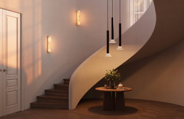 CTO Lighting Torres Tall - Ceiling Plate - IP44 Pendant Light bronze with honed alabaster