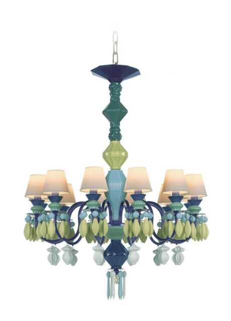 Lladro Belle De Nuit 12 Lights Chandelier Green