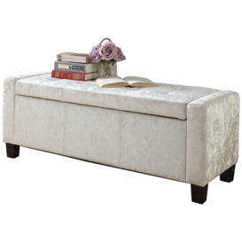 GFW Verona Velvet Ottoman Bench - White