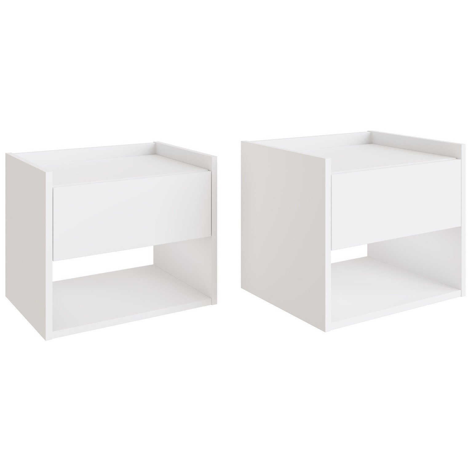 GFW Harmony 2 Wall Mounted Bedside Table Set - White - image 1