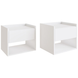 GFW Harmony 2 Wall Mounted Bedside Table Set - White