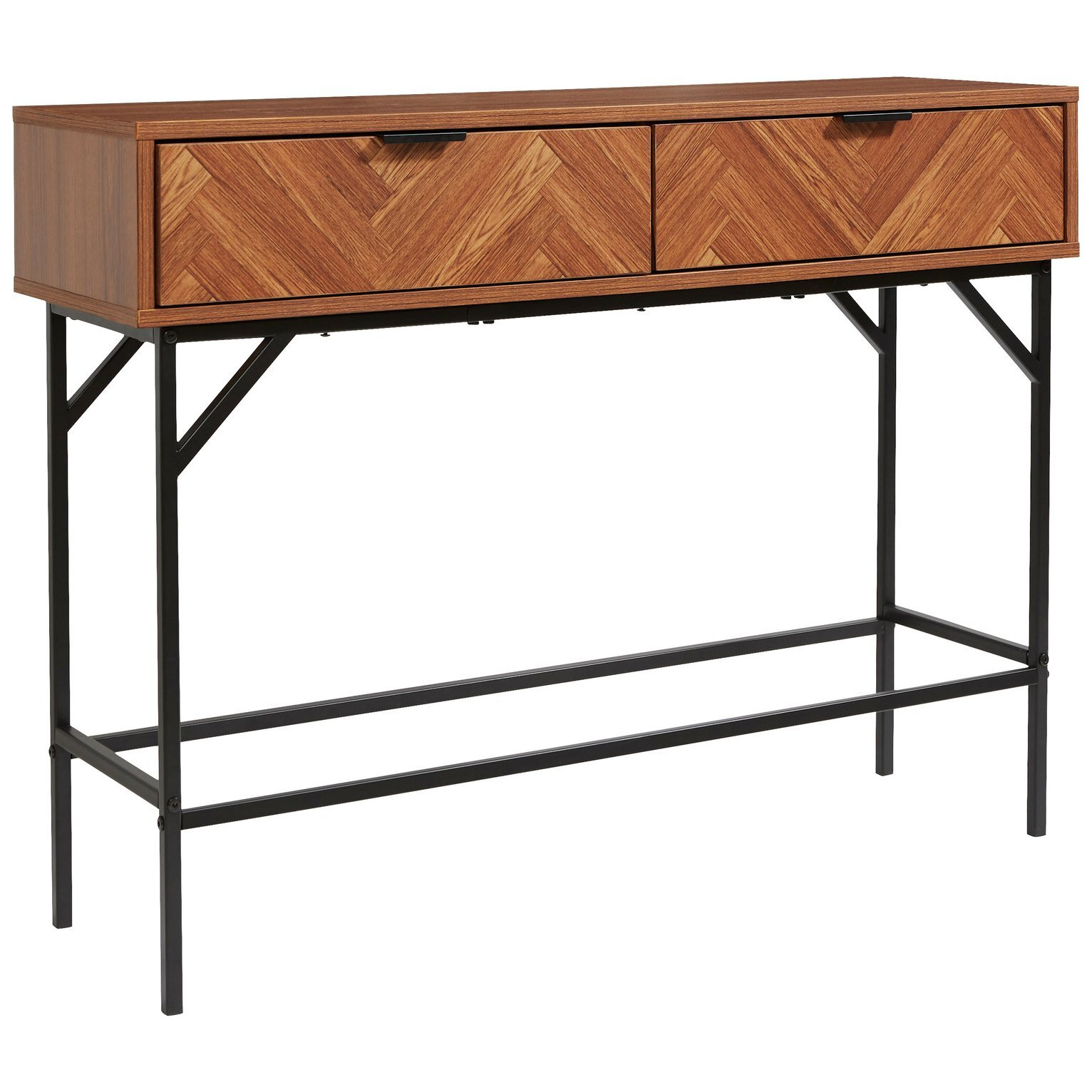 Lloyd Pascal Dark Chevron 2 Drawer Console Table - Brown