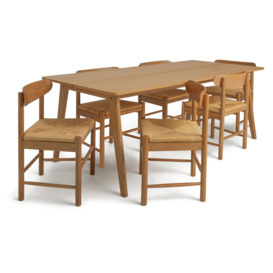 Habitat Nel Wood Effect Dining Table & 6 Hannah Oak Chairs - thumbnail 1