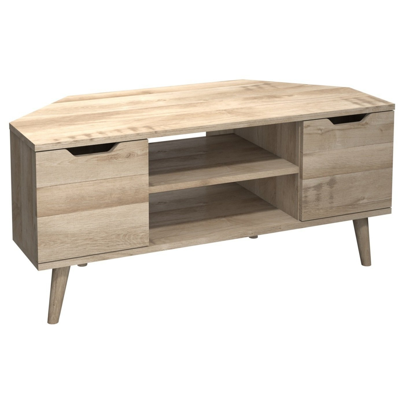 One Call Sherwood 2 Door Corner TV Unit - Oak