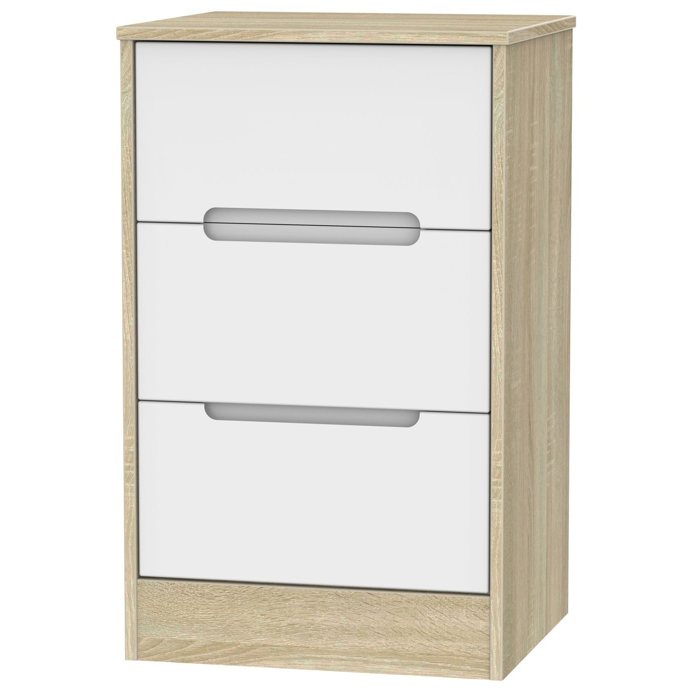 Toulouse 3 Drawer Bedside Table - White & Oak Effect - image 1