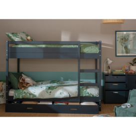 Habitat Rico Bunk Bed Frame With Drawer & 2 Mattress- Blue - thumbnail 1