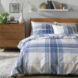 Argos Home Printed Check Blue & White Bedding Set - Single - thumbnail 1