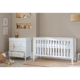 Cuggl Canterbury Cot Bed and Dresser Nursery Set - White - thumbnail 1