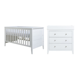 Cuggl Canterbury Cot Bed and Dresser Nursery Set - White - thumbnail 2