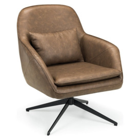 Julian Bowen Bowery Faux Leather Swivel Chair - Brown
