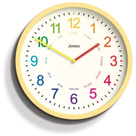 Jones Clocks Kids Analogue Wall Clock - Yellow - thumbnail 1