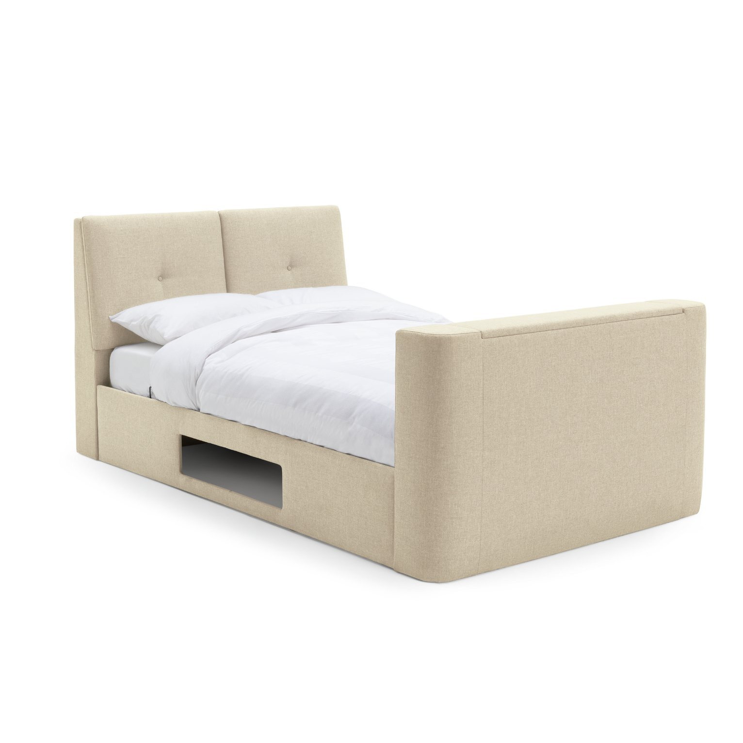 Argos Home Jakob Double TV Ottoman Fabric Bed Frame- Natural - image 1