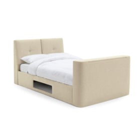 Argos Home Jakob Double TV Ottoman Fabric Bed Frame- Natural - thumbnail 1