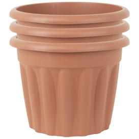 Wham 40cm Round Vista Plastic Planter - Set of 3, Terracotta