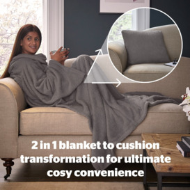 Silentnight Snugsie Wearable Blanket with Sleeves - Grey - thumbnail 2