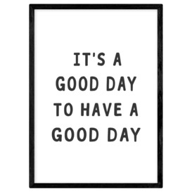 East End Prints Good Day Typographic Framed Wall Print - A2