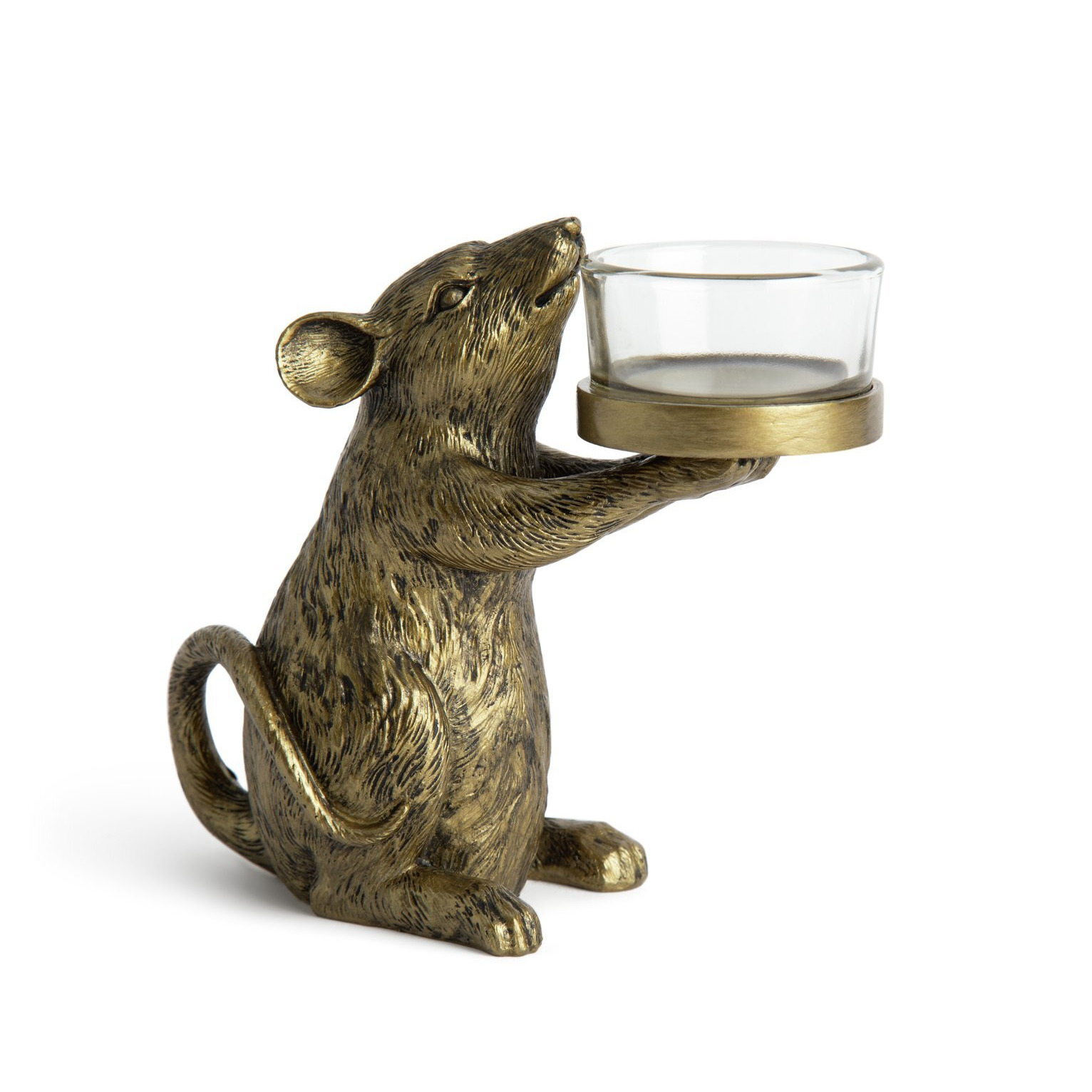 Habitat Standing Mouse Tealight Holder - Gold