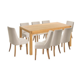 Habitat Radius Oak Dining Table & 8 Alec Cream Chairs