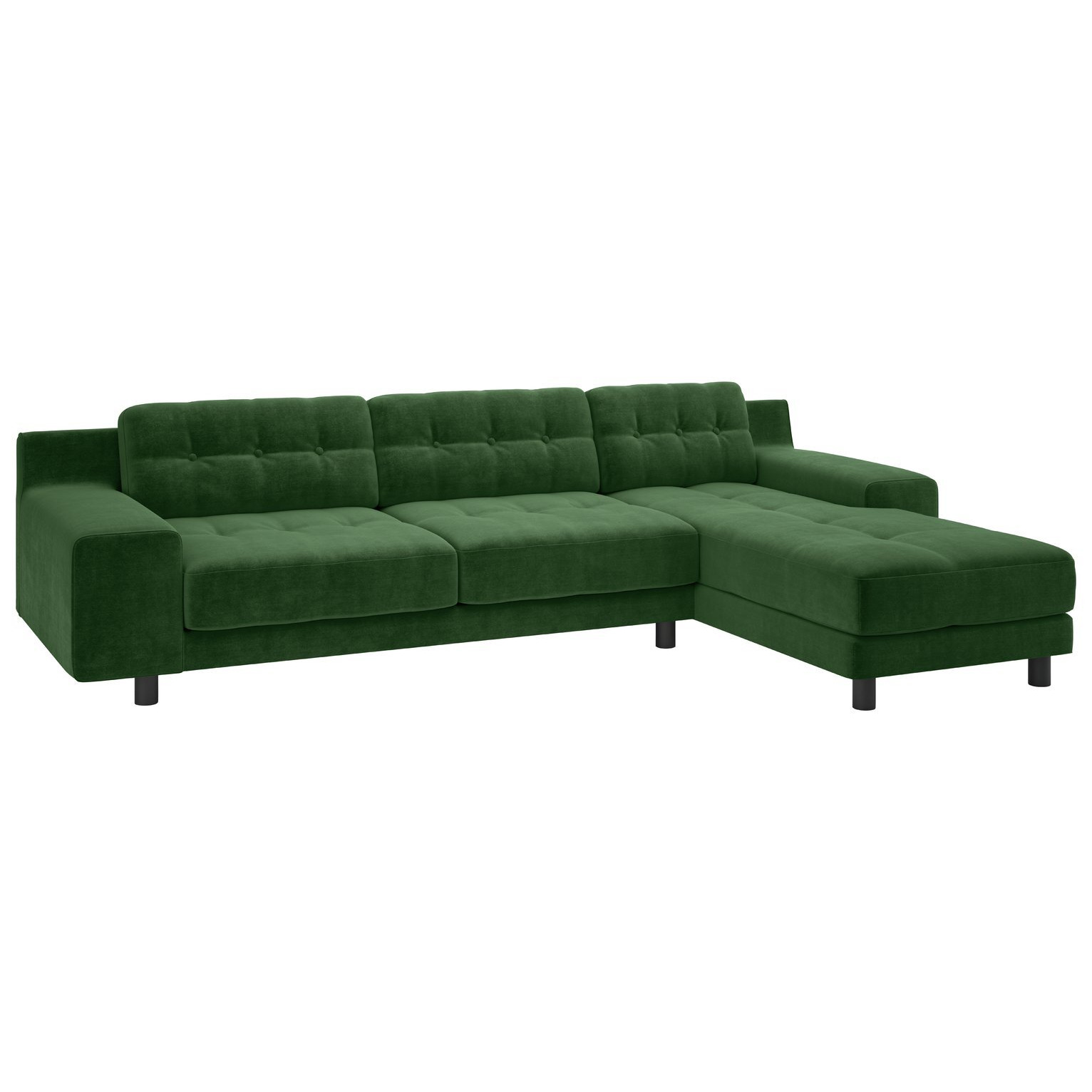 Habitat Hendricks Velvet Corner Chaise Sofa - Moss Green