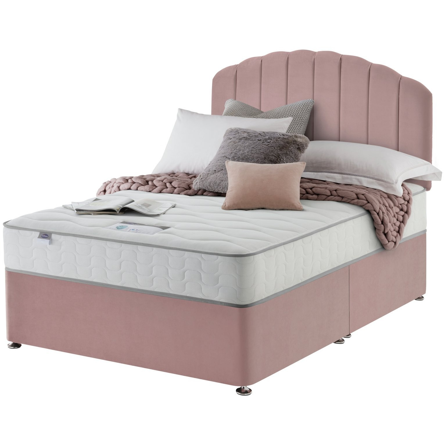 Silentnight Middleton Double Comfort Divan Bed - Pink - image 1