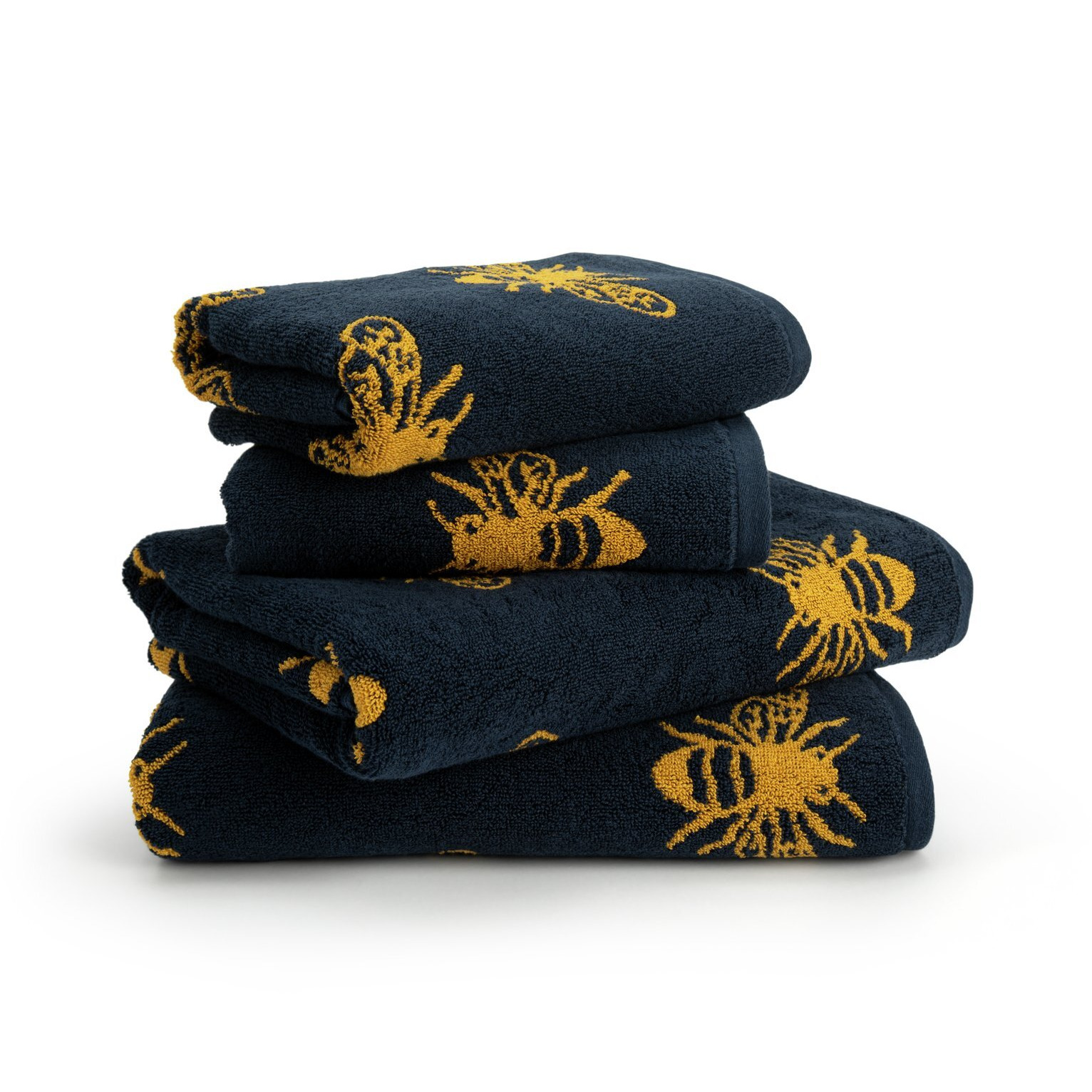 Habitat Bee Print 4 Piece Towel Bale - Navy & Yellow - image 1