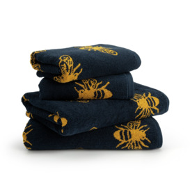 Habitat Bee Print 4 Piece Towel Bale - Navy & Yellow - thumbnail 1