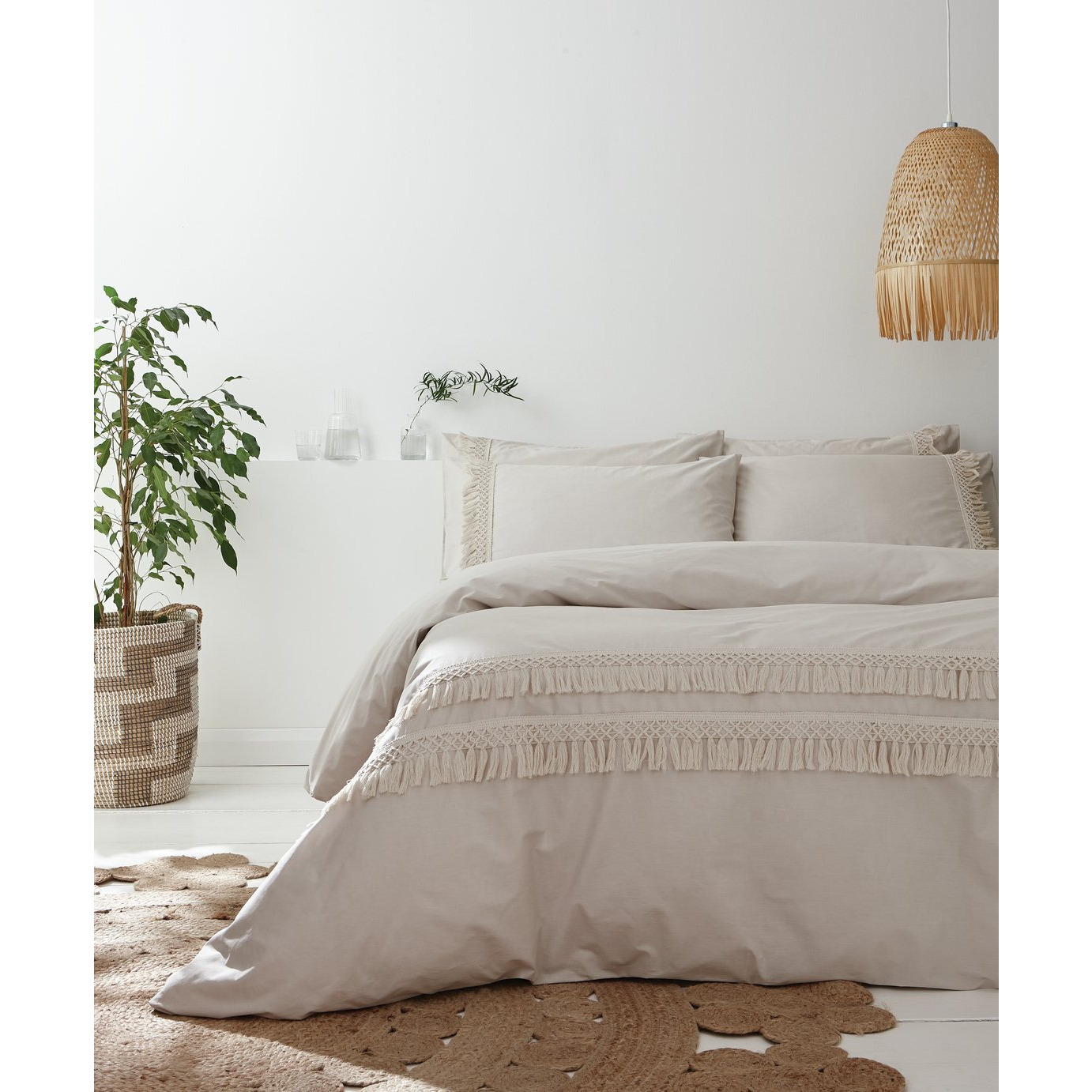 Pineapple Elephant Cotton Tassel Fringe Bedding Set - Double
