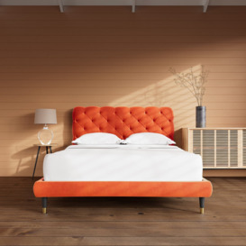 Swoon Burbage Kingsize Velvet Bed Frame - Burnt Orange - thumbnail 2