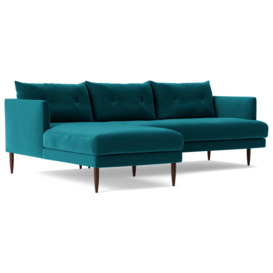 Swoon Kalmar Velvet Left Hand Corner Sofa - Kingfisher Blue