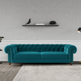Swoon Winston Velvet 4 Seater Sofa- Kingfisher Blue - thumbnail 2
