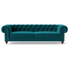 Swoon Winston Velvet 4 Seater Sofa- Kingfisher Blue - thumbnail 1