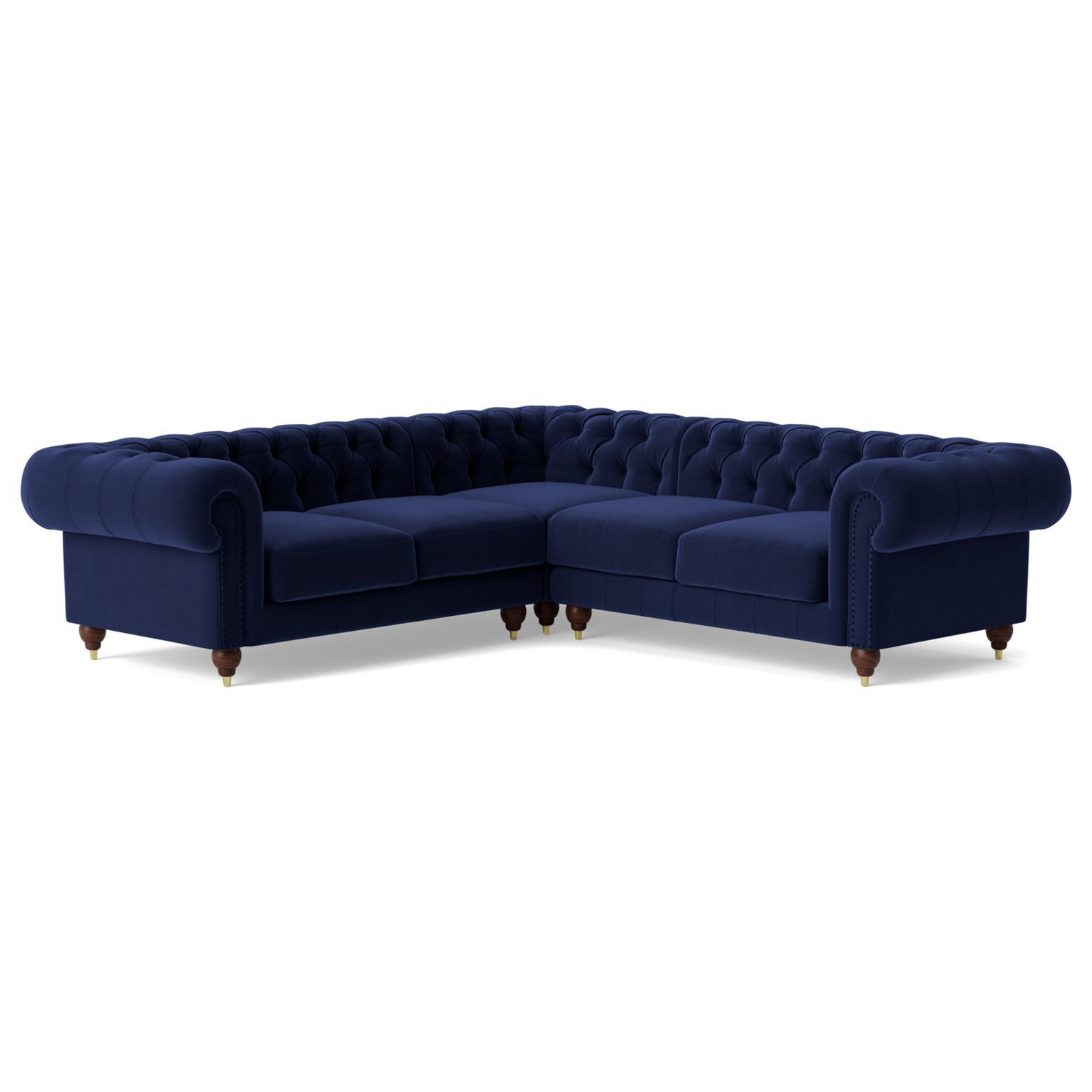 Swoon Winston Velvet 5 Seater Corner Sofa - Ink Blue - image 1