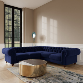 Swoon Winston Velvet 5 Seater Corner Sofa - Ink Blue - thumbnail 2